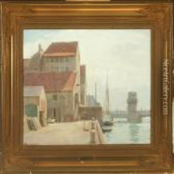 Copenhagen Harbour Oil Painting - Axel Johansen