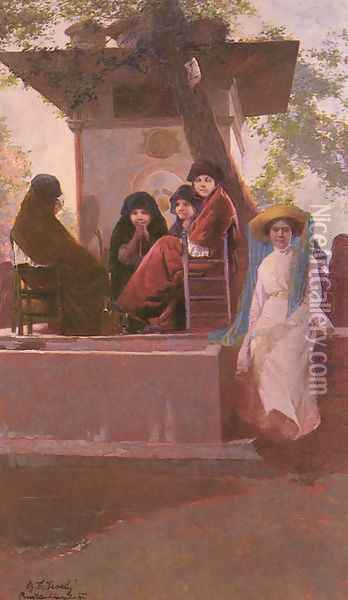 At the Temple of Sweet Waters Oil Painting - Boris-Theo Vessely