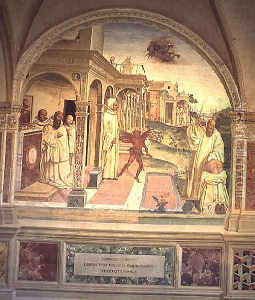 The Flagellation of St. Benedict, from the Life of St. Benedict Oil Painting - L. & Sodoma Signorelli