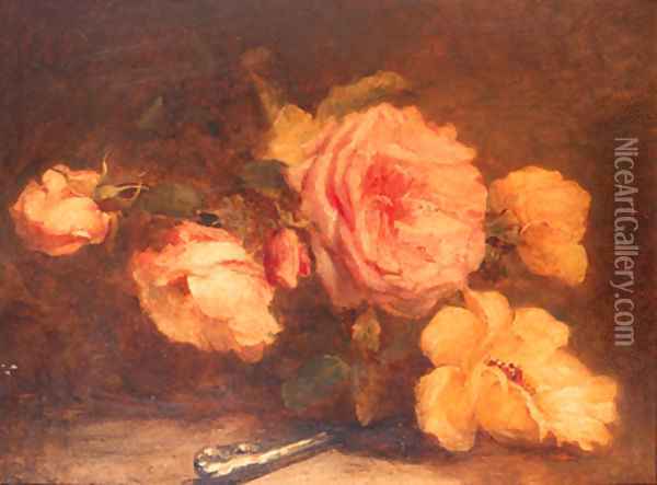 Pink roses Oil Painting - Catherine Bisschop-Swift