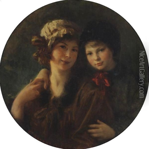 Mother And Daughter Oil Painting - Bonnat Leon
