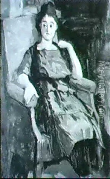 Im Lehnstuhl Sitzende Frau Oil Painting - Karel Nejedly