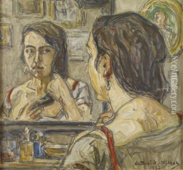 Femme Au Miroir Oil Painting - Germain David-Nillet