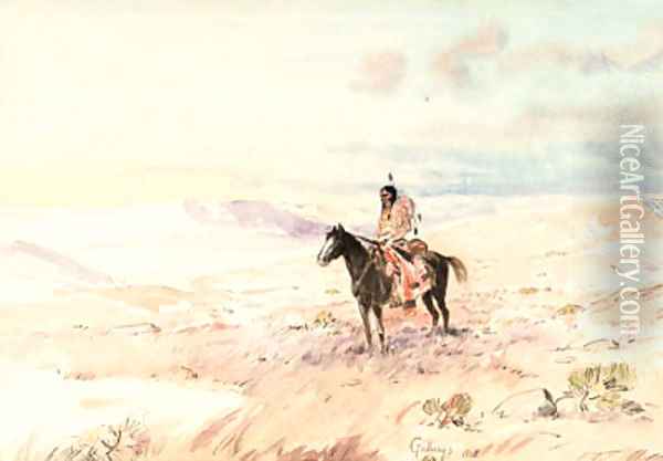 Indian on Horseback Oil Painting - Elling William Gollings