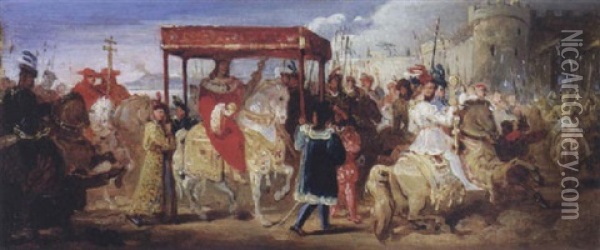Charles Vii Entering Naples Oil Painting - Francois-Joseph Heim
