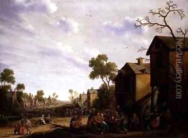 Village scene with peasants merrymaking Oil Painting - Joost Cornelisz