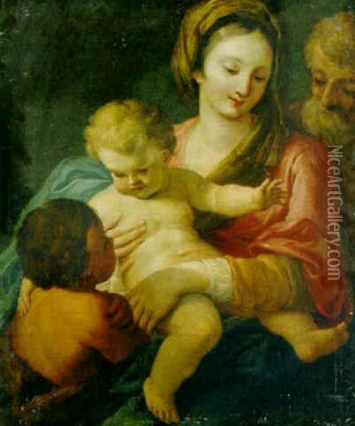The Holy Family With The Infant Saint John The Baptist Oil Painting - Domenico Piola