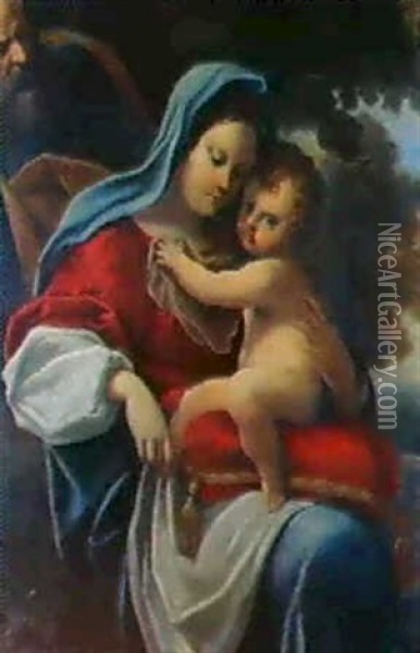 La Madonna Col Bambino, S. Giovannino E S. Giuseppe Oil Painting - Annibale Carracci