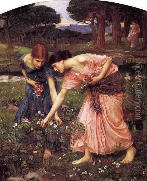 Gather ye Rosebuds while ye may 1909 Oil Painting - John William Waterhouse