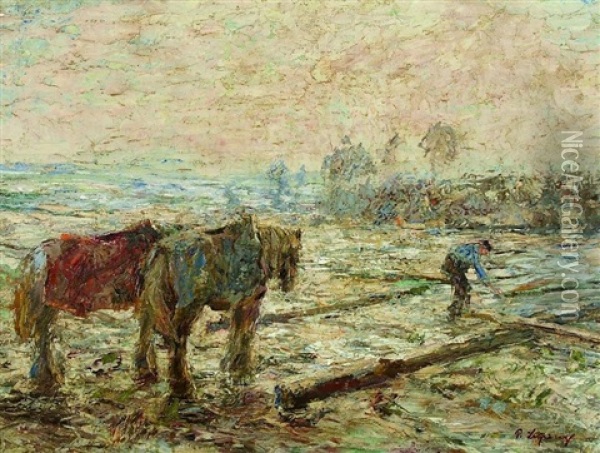 Bauer Bei Der Feldarbeit Oil Painting - Piet Leysing
