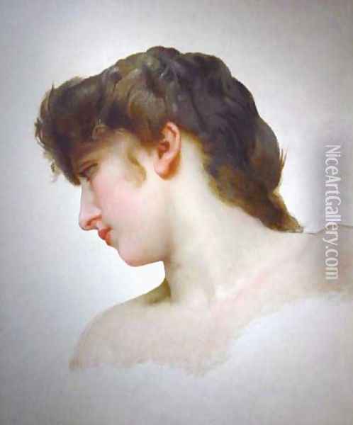 Étude de Tête de Femme Blonde Profil (Study of a Blonde Woman's Profile) Oil Painting - William-Adolphe Bouguereau