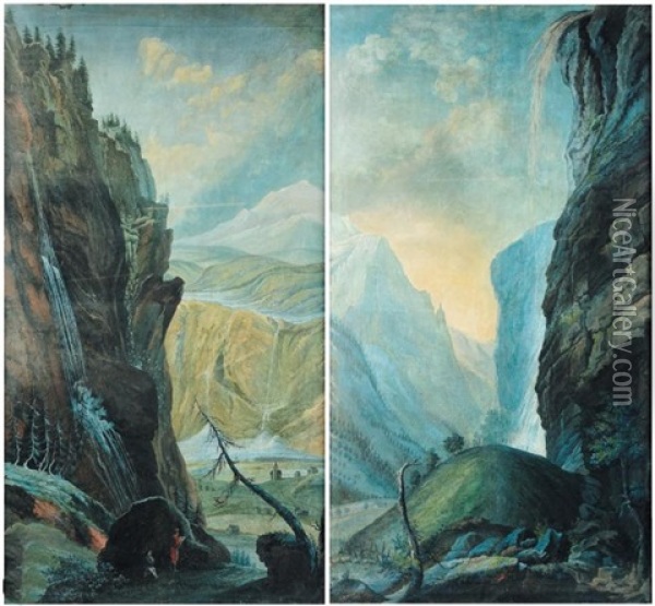 Vues De L'oberland Benois (pair) Oil Painting - Caspar Wolf