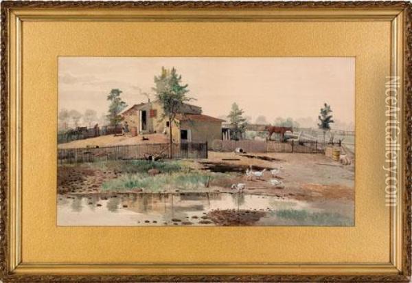 Farm Scene Oil Painting - Charles Louis Fussell