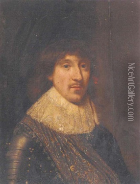 Portrait Of Christian, Duke Of Brunswick, In Armour With A White Lace Collar Oil Painting - Michiel Janszoon van Mierevelt