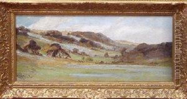First Snow: Ravensworth Hill, Tinklers Fell On Top Oil Painting - Frank Thomas,francis Carter