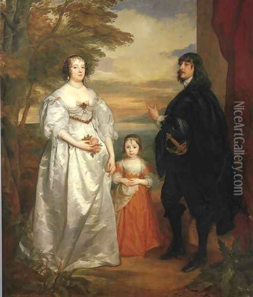 James Seventh Earl of Derby His Lady and Child 1641 Oil Painting - Sir Anthony Van Dyck