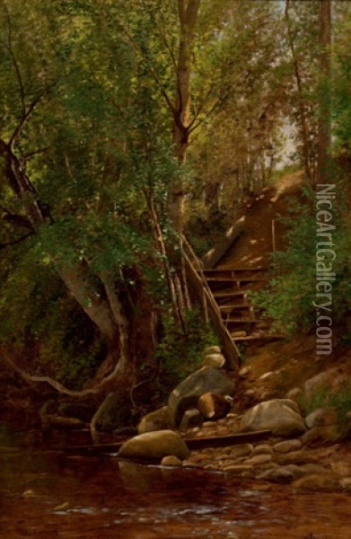 Along The Creek Oil Painting - John Clinton Ogilvie