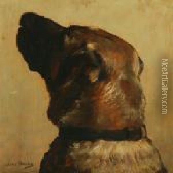Portrait Of A Dog Oil Painting - Otto Bache
