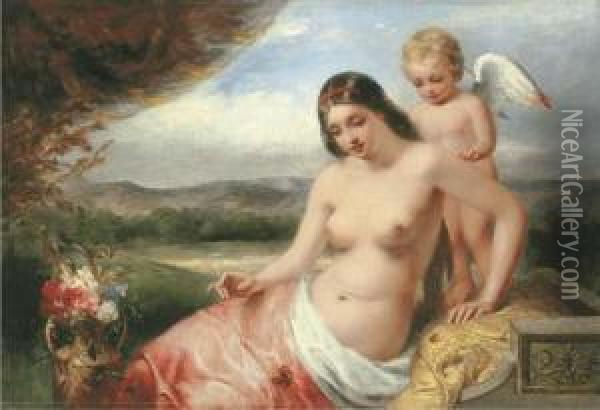 Venus And Cupid Oil Painting - William Edward Frost
