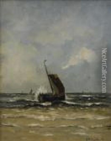 Fiskebat Till Havs Oil Painting - Gerhard Arij Ludwig Morgenstje Munthe