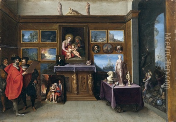 Galerieinterieur Mit Anes Iconoclastes Oil Painting - Ambrosius Francken the Younger
