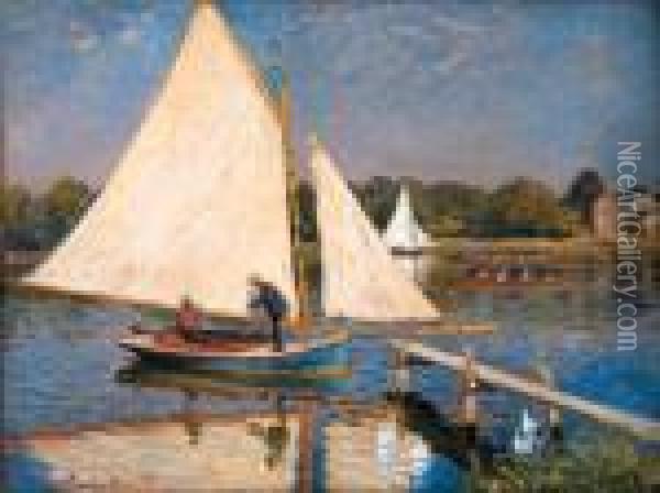 Canotiers Argenteuil Oil Painting - Claude Oscar Monet