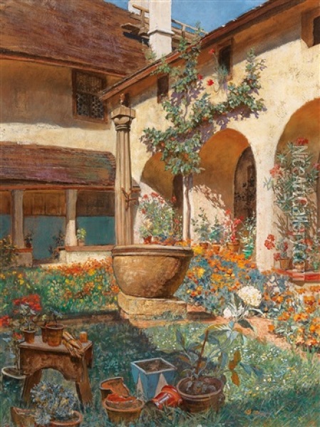A Garden In The Wachau Region Oil Painting - Hugo Charlemont