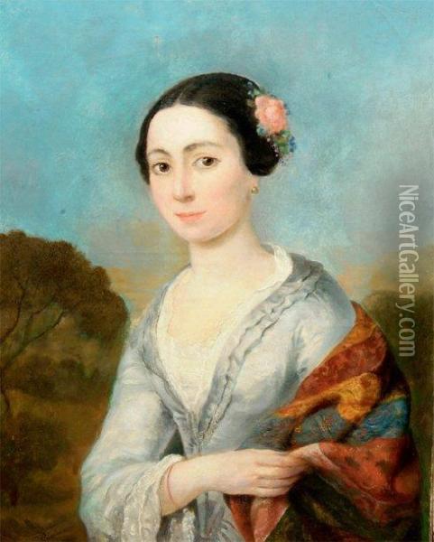 Portrait D'elegante Oil Painting - Alexis Joseph Perignon