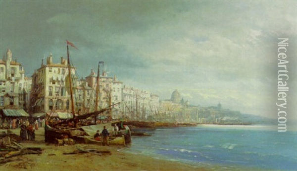 Marseilles Oil Painting - Charles Euphrasie Kuwasseg
