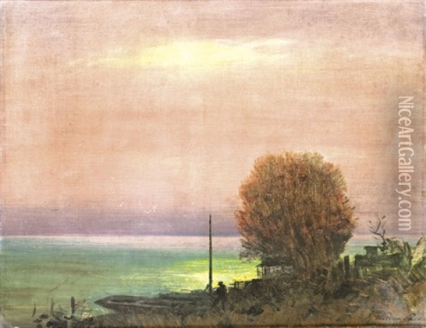 Ejjel A Tiszanal Oil Painting - Nandor (Ferdinand) Katona