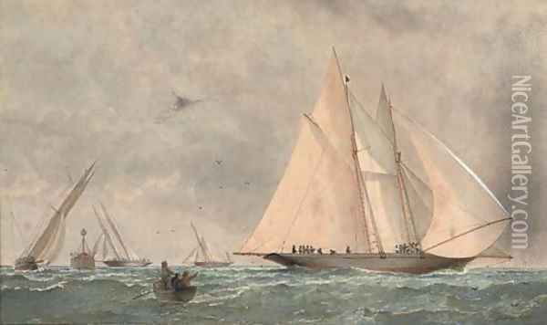 Schooners and yachts racing Oil Painting - Barlow Moore