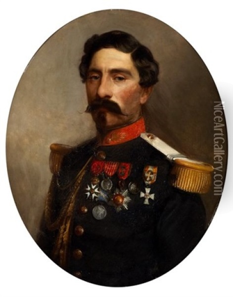 Portrait De Militaire Oil Painting - Norbert Schroedl