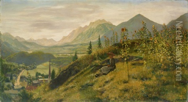 Tiroler Landschaft Im Unterinntal Oil Painting - Adolf Schlabitz
