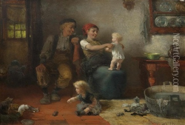 Family At Play Oil Painting - Ferdinand Carl Sierig