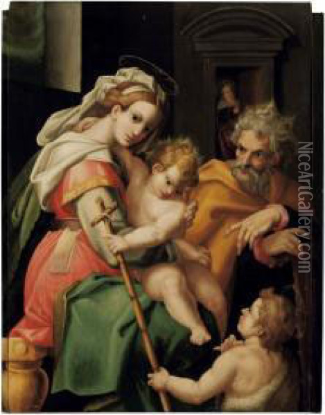 Sacra Famiglia Con San Giovannino Oil Painting - Orazio Samacchini