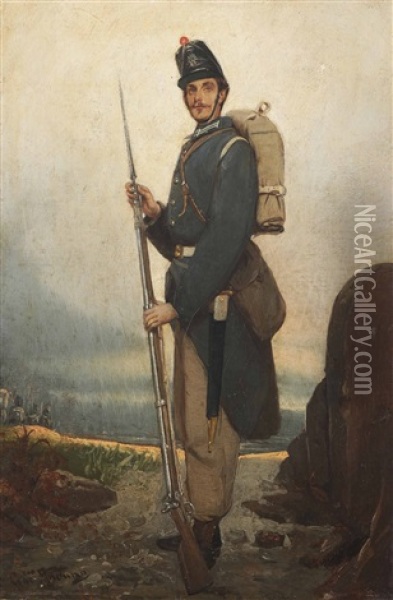 Figura Di Soldato Oil Painting - Girolamo Induno