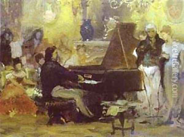 Chopin Performing In The Guest Hall 1887 Oil Painting - Henryk Hector Siemiradzki