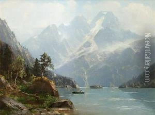 Romantische Gebirgsseelandschaft Oil Painting - Karl Heinrich Schultze