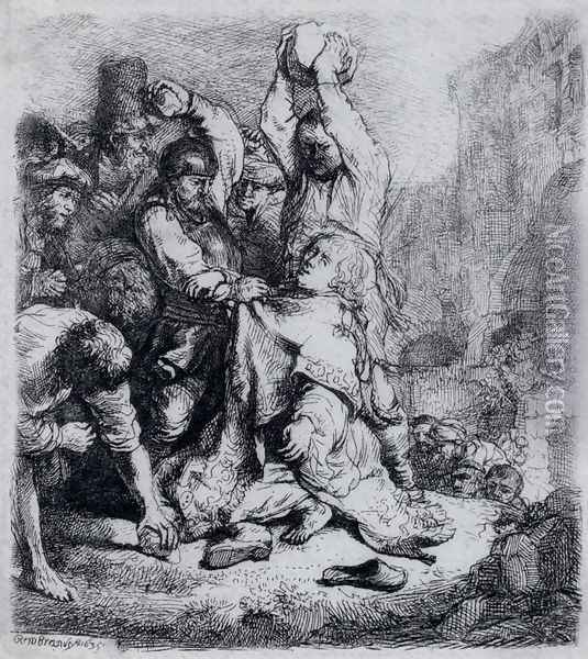 The Stoning Of St. Stephen Oil Painting - Harmenszoon van Rijn Rembrandt