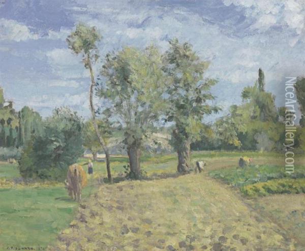 Matinee De Printemps, Pontoise Oil Painting - Camille Pissarro