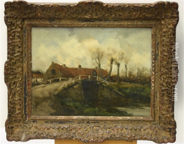 Dorpsboerderij Bij Een Brug Oil Painting - Willem George Frederik Jansen
