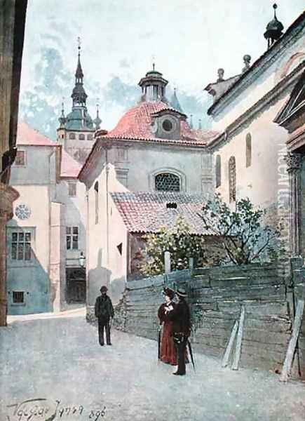 Jirska Ulice Prague Oil Painting - Vaclav Jansa