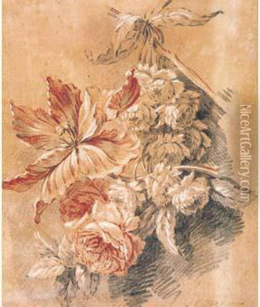 Bouquet De Fleurs Oil Painting - Jean-Baptiste Huet I