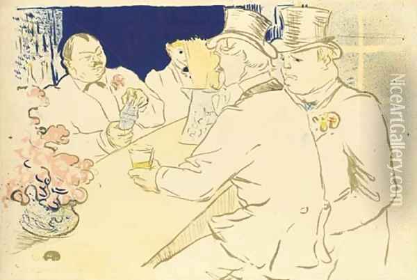 Irish and American Bar, Rue Royale - The Chap Book Oil Painting - Henri De Toulouse-Lautrec