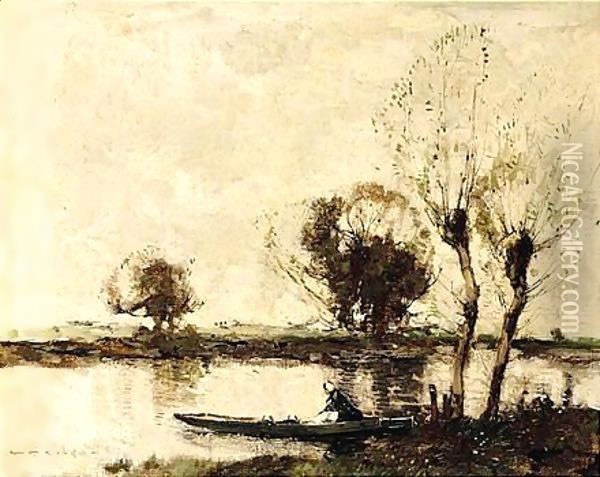 By The Riverside Oil Painting - William Alfred Gibson