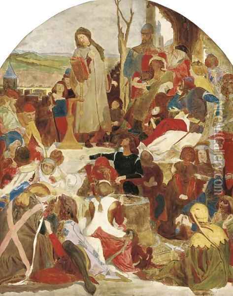 A Study for Chaucer at the Court of Edward III Oil Painting - Ford Madox Brown