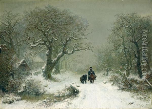 Winterlandschaft Oil Painting - Hermann Kauffmann