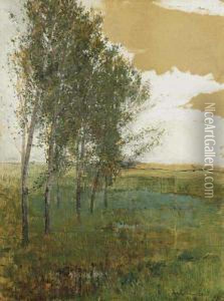 A Landscape With Leafy Trees Oil Painting - Antonin Slavieek