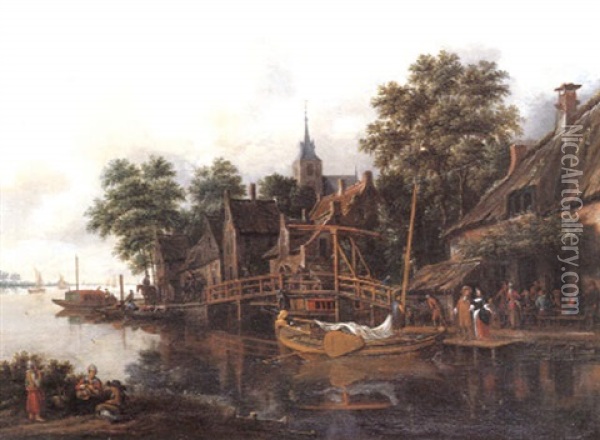 Hollandische Flusandschaft Oil Painting - Thomas Heeremans