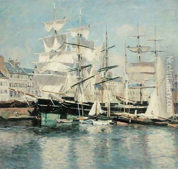 Squared Riggers in Le Havre Oil Painting - Johannes Grimelund